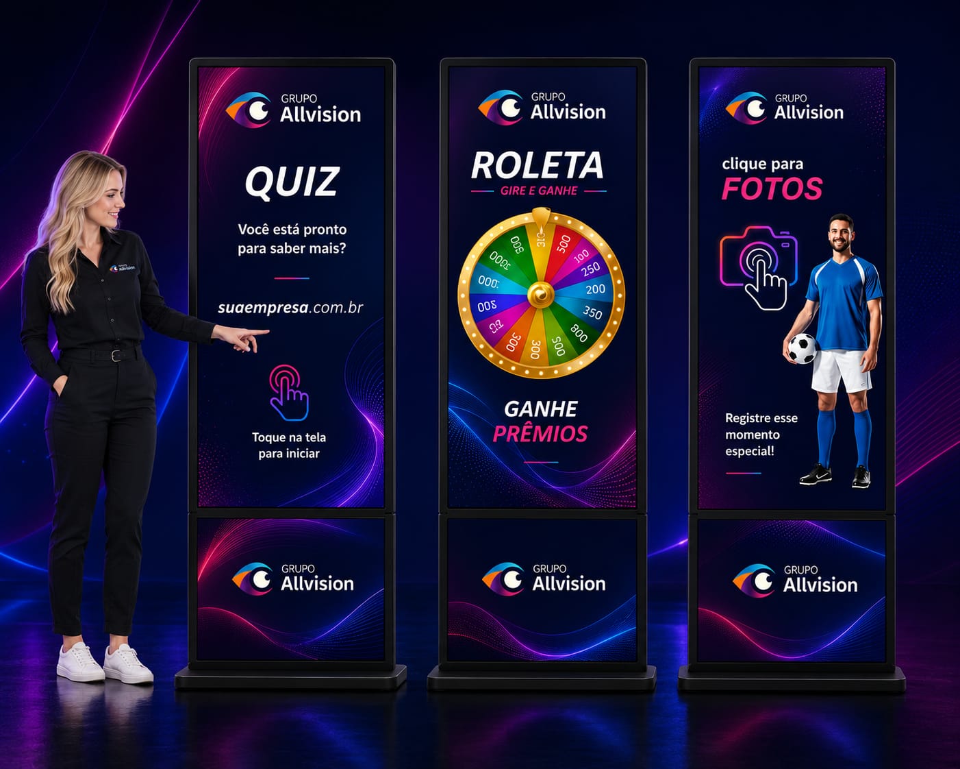 Aluguel de de Totem Touch Screen Digital com Tela de Alta Definição em Curitiba, Londrina, Maringá 2026