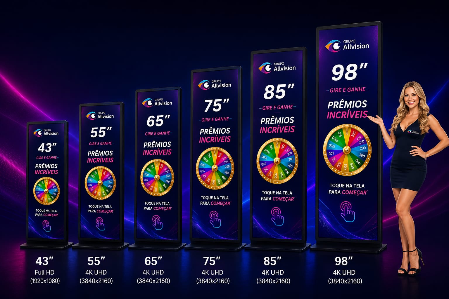 Aluguel de de Totem Touch Screen Digital com Tela de Alta Definição em Curitiba, Londrina, Maringá 2026