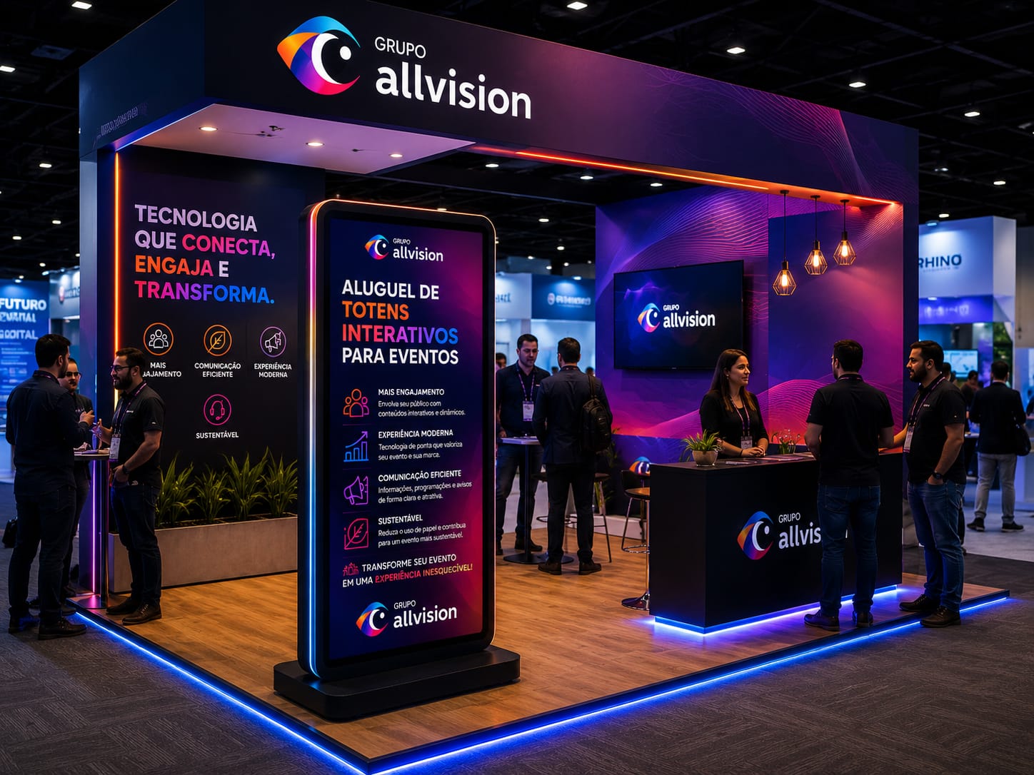 Aluguel de de Totem Touch Screen Digital com Tela de Alta Definição em Curitiba, Londrina, Maringá 2026