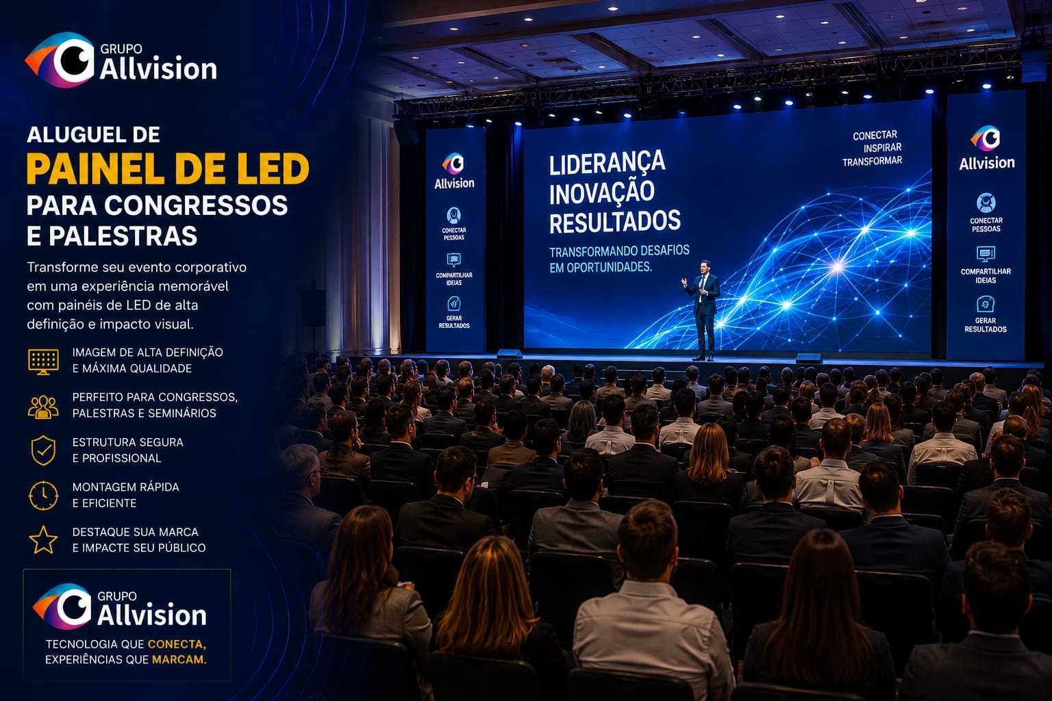 Aluguel de Painel de LED, Totem de Credenciamento, Totem Interativo e Ar-Condicionado Portátil para Congressos em Santos 2026